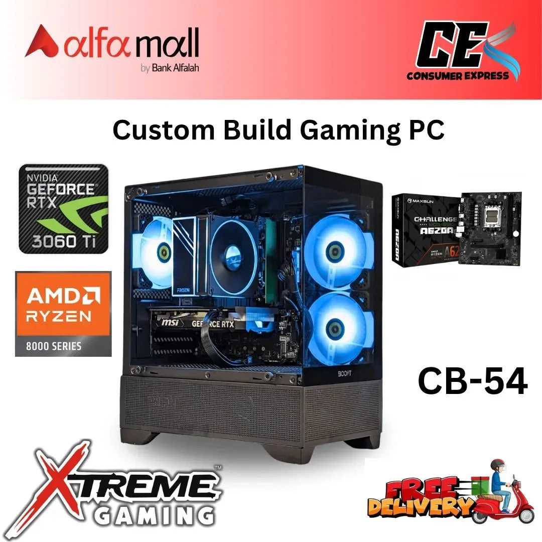 Custom Gaming Build CB54 Ryzen 5 8400F Gaming PC with RTX 3060TI Ryzen Gaming Build