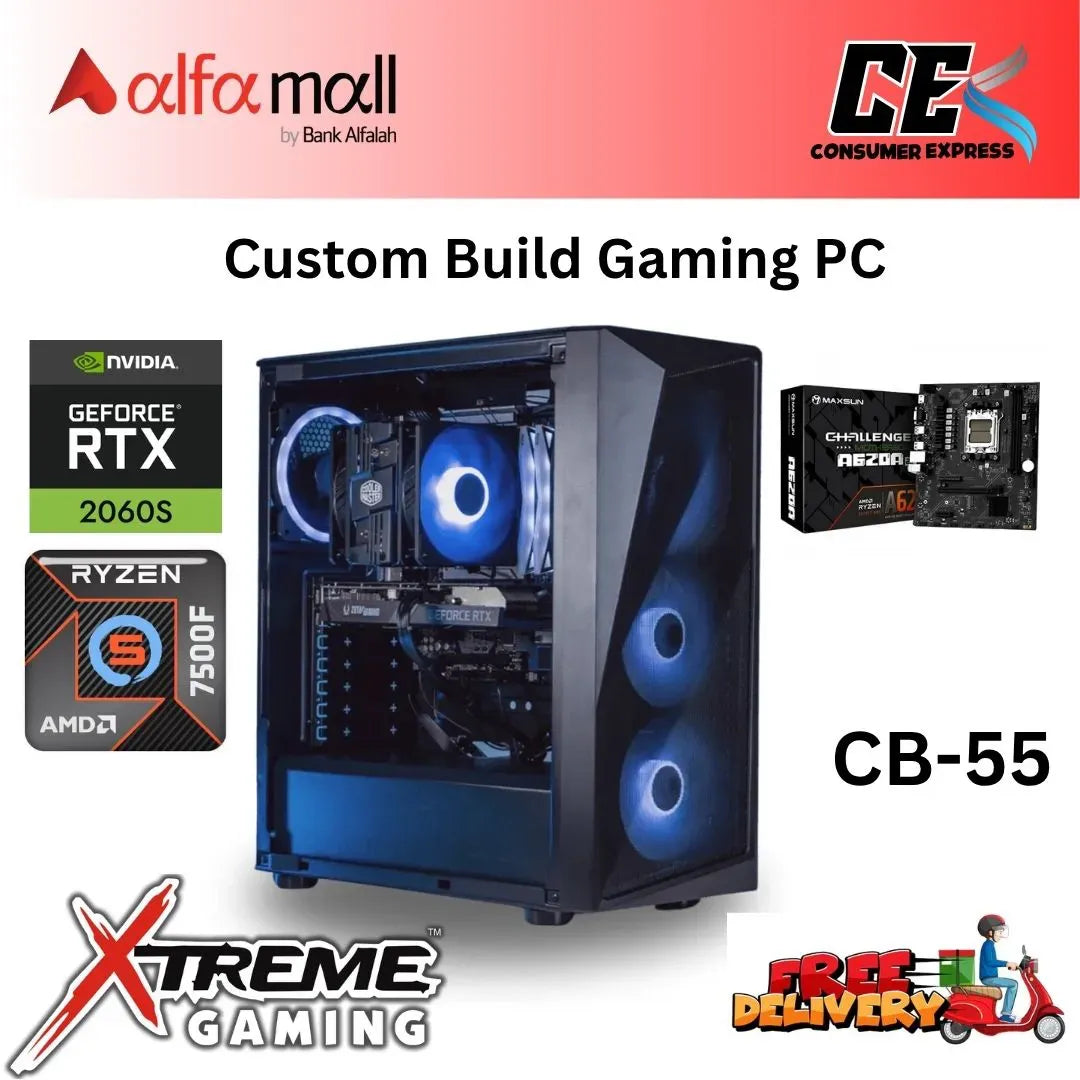 Custom Gaming Build CB55 Ryzen 5 7500F with RTX 2060 Super Ryzen Gaming Build