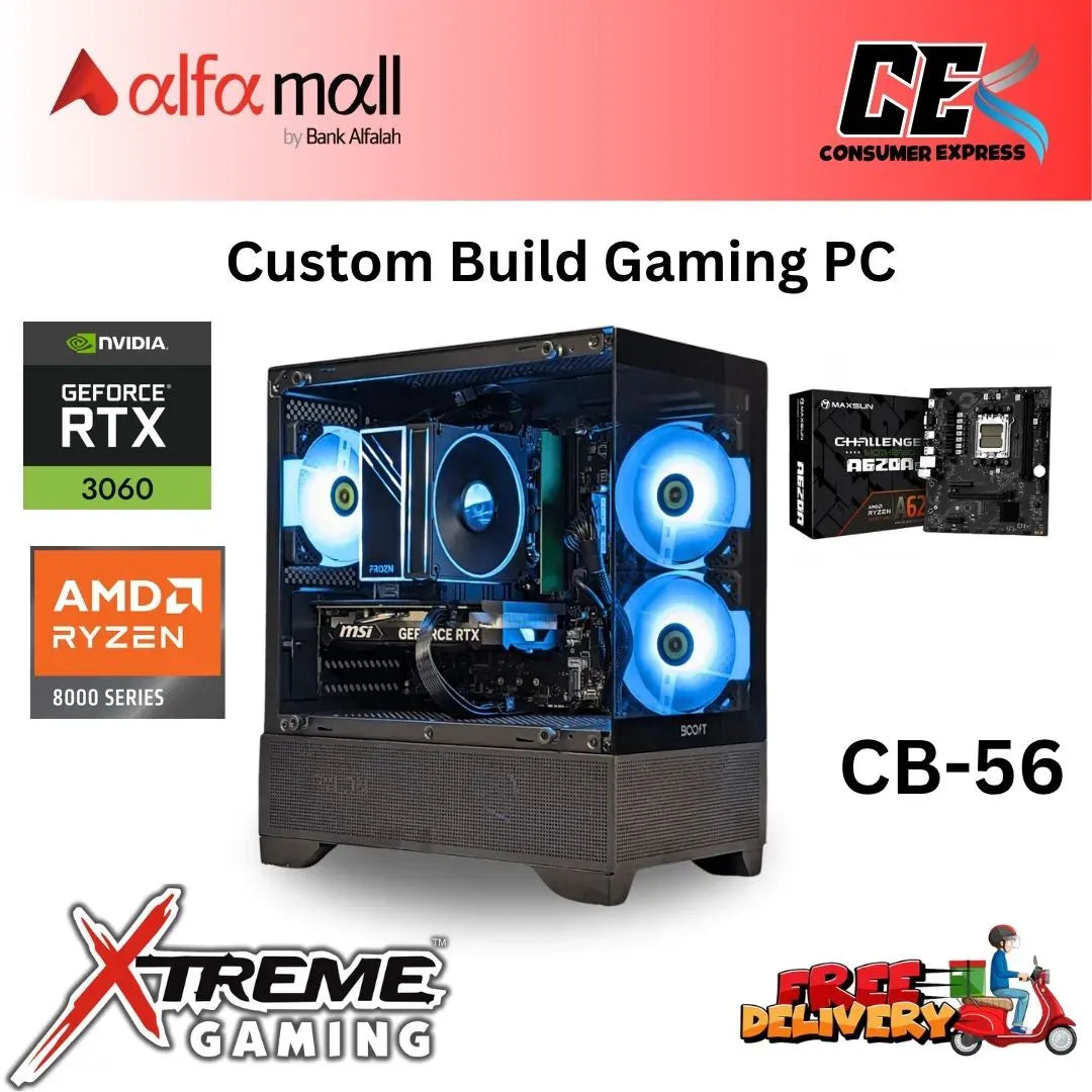 Custom Gaming Build CB56 Ryzen 5 8400F Gaming PC with RTX 3060 Ryzen Gaming Build
