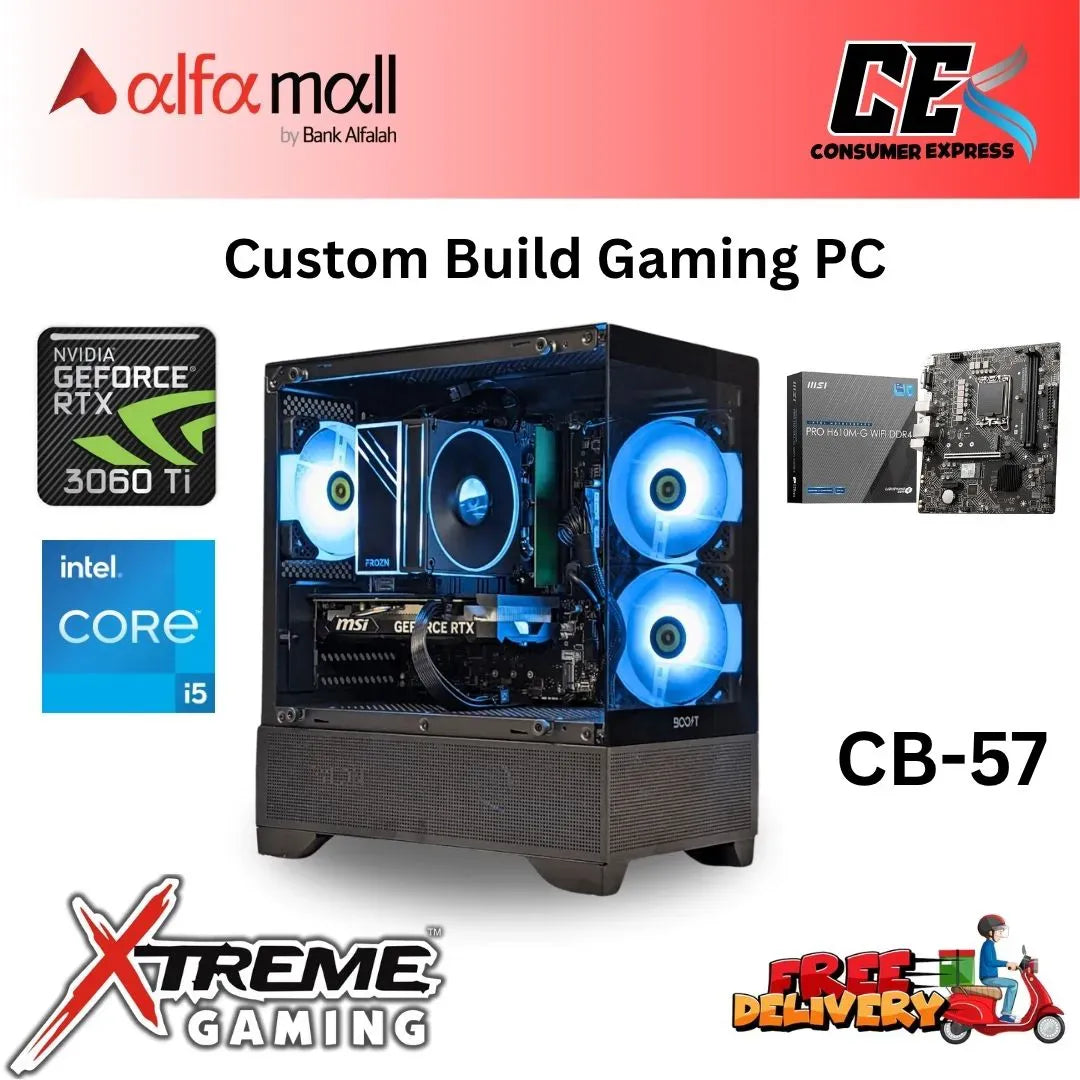 Custom Gaming Build CB57 Intel i5 12400F Gaming PC with RTX 3060TI 12th Gen Budget Build