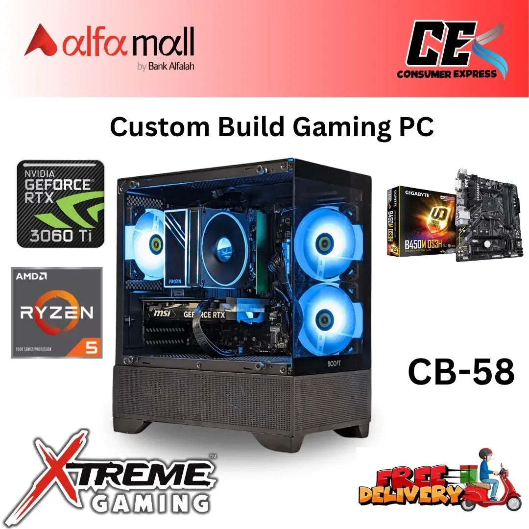 Custom Gaming Build CB58 Ryzen 5 5600 Gaming PC with RTX 3060TI Ryzen Gaming Build