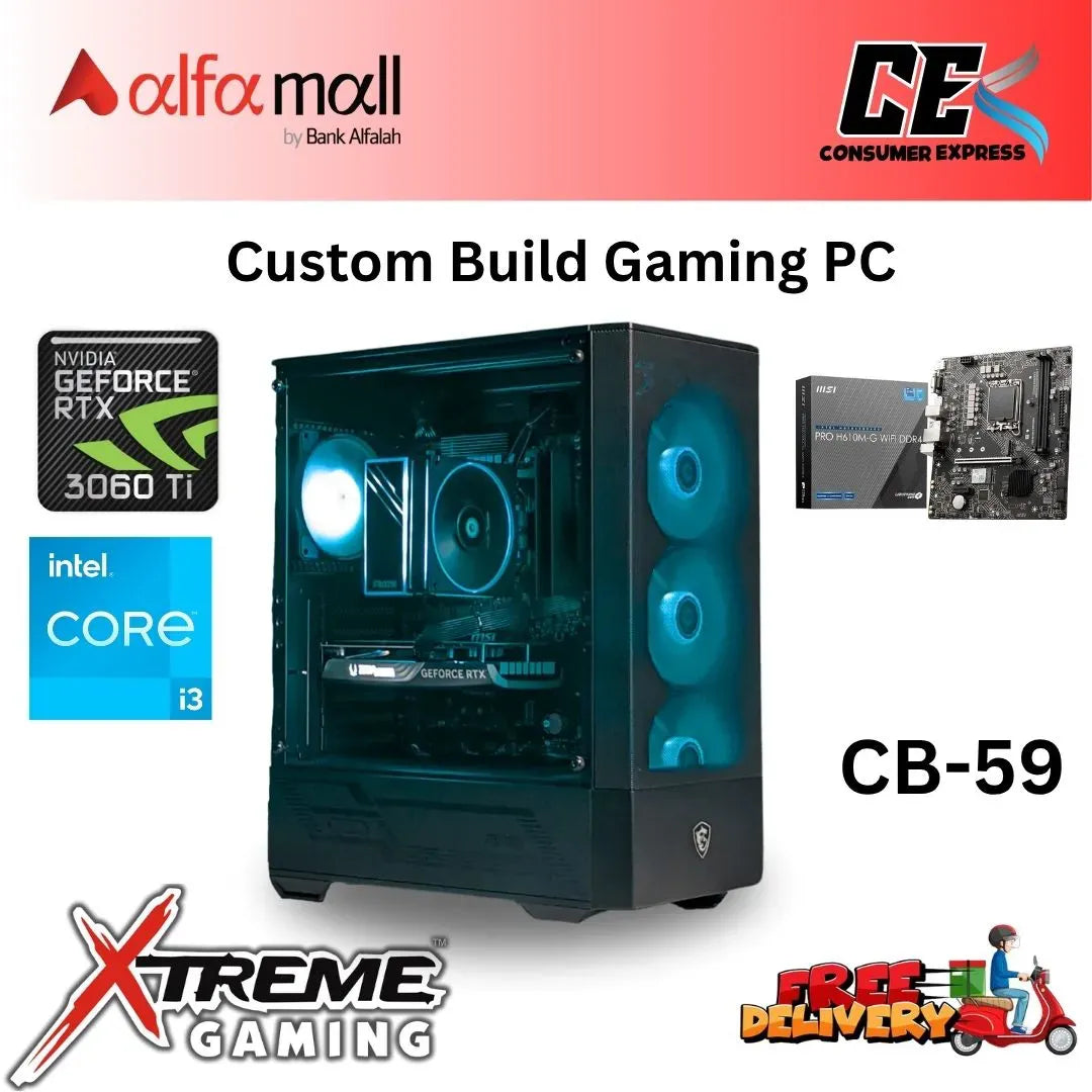 Custom Gaming Build CB59 Intel Core i3 12100 with RTX 3060TI 12th Gen Gaming Build