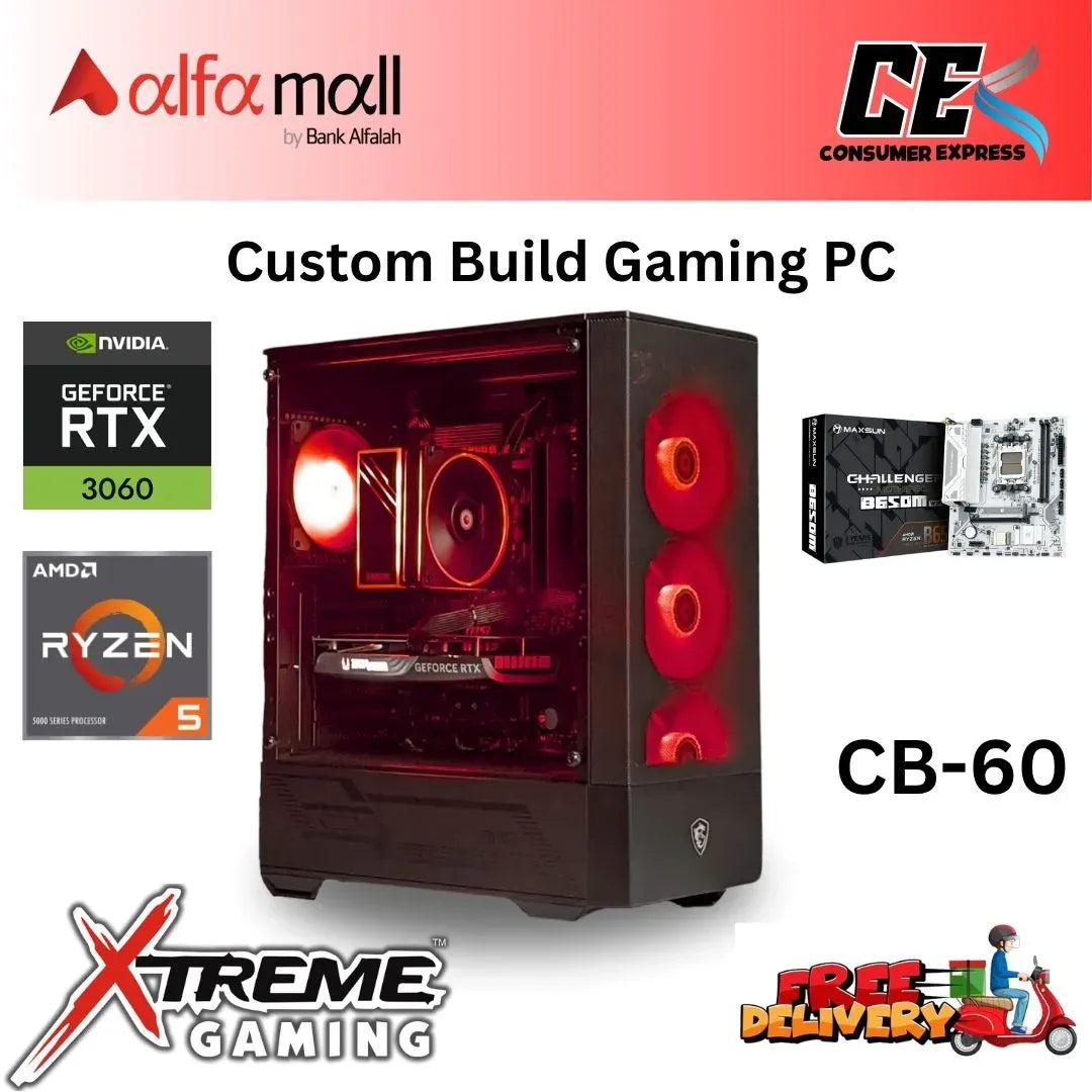 Custom Gaming Build CB60 Ryzen 5 5600 Gaming PC with RTX 3060 Ryzen Gaming Build