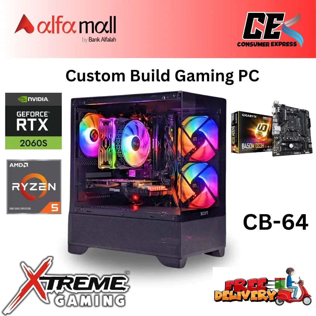 Custom Gaming Build CB64 Ryzen 5 5600 Gaming PC with RTX 2060 Super Ryzen Gaming Build