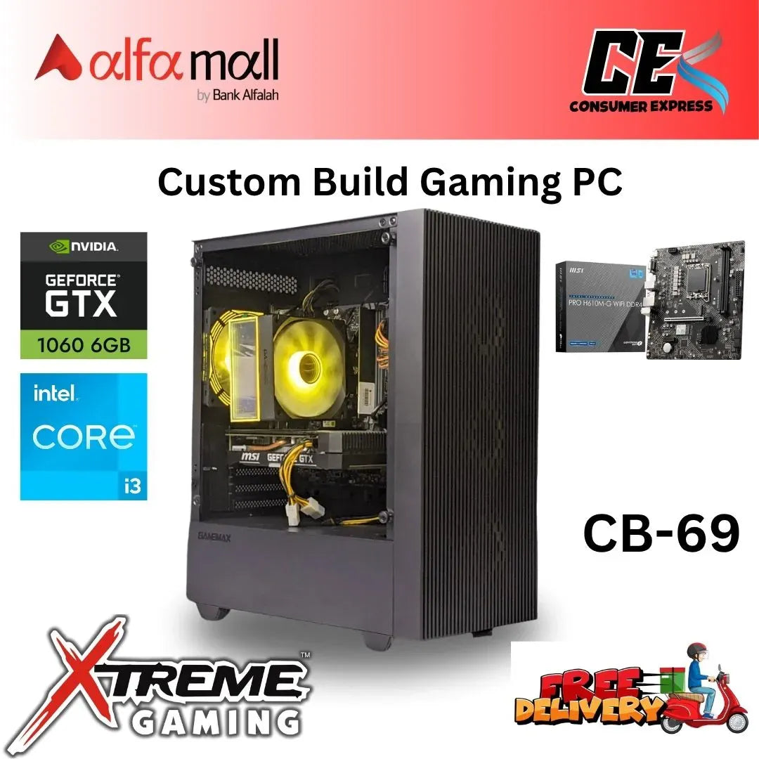 Custom Gaming Build CB69 Intel Core i3 12100 Build with GTX 1060 6GB 12th Gen Budget Performance Build