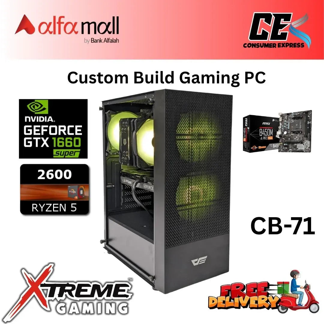 Custom Gaming Build CB71 Ryzen 5 2600 Gaming PC with GTX 1650 Super