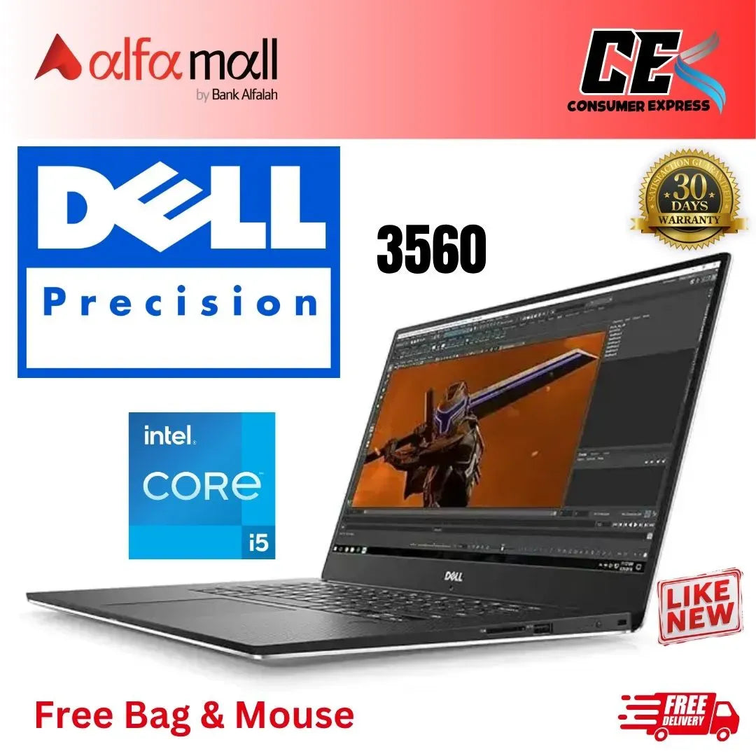 DELL Precisi560 Core i5 11th Generi 16GB Ram 256GB SSD 2GB Nvidia Quadro T500 Graphics Card 15.6 Inch (Like New) Free Bag & Mouse