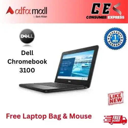 Dell Chromebook 3100 4GB RAM 16GB (Expandable to 128GB) NTouch TypeC Charger Chrome OS Updes Till 2029 (Like New) Free Bag & Mouse