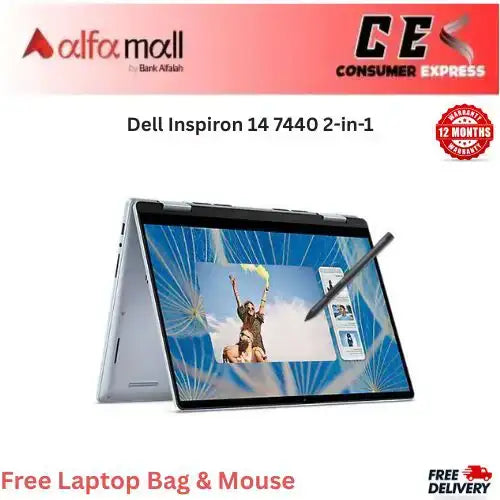 Dell Inspir 14 7440 2in1 Core 7 150U, 16GB DDR5 RAM, 1TB SSD, Intel Graphics, 14Inch FHD+ Touch, Ice Blue (Brand New, 1 Year Warranty)