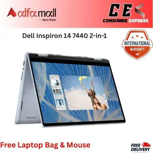 Dell Inspir 14 7440 2in1 Laptop Intel Core 7150U 16GB RAM DDR5 512 GB SSD Fingerprint Reader Backlit KB Windows 11 14€³ FHD Touchscreen Ice Blue New, Internial Warranty