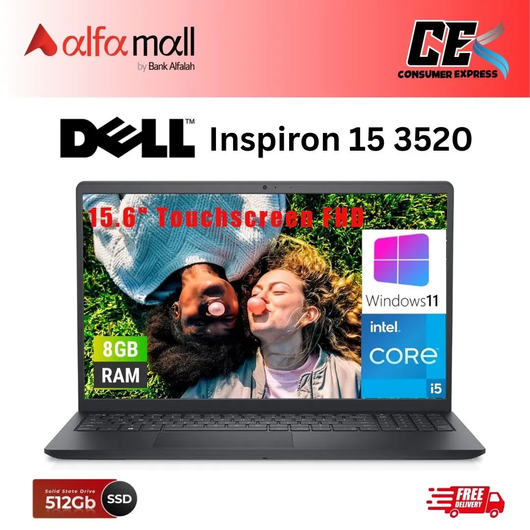 Dell Inspir 15 3520 Touchscreen Laptop Intel Core i51235U 8GB 512GB 15.6" FHD Windows 11 Black (Int Warranty, NEW)