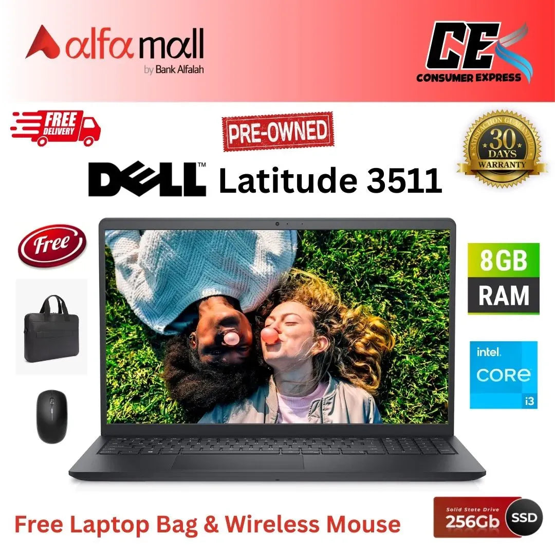 Dell Inspir511 Corei310th Gen 8GB RAM 256GB SSD 15.6 Inch Display (Like New) Free Bag & Mouse