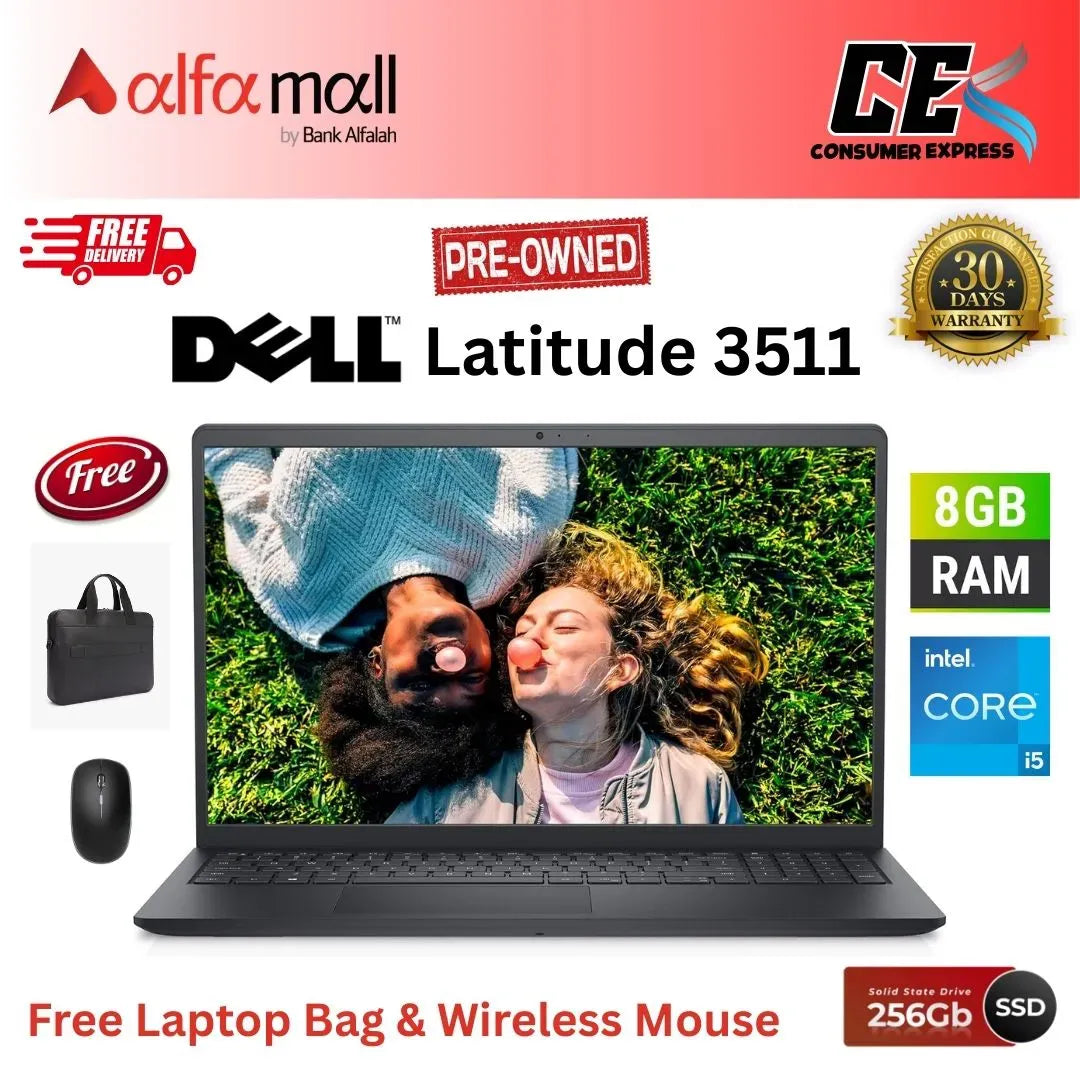 Dell Inspir511 Corei510th Gen 8GB RAM 256GB SSD 15.6 Inch Display (Like New) Free bag & Mouse