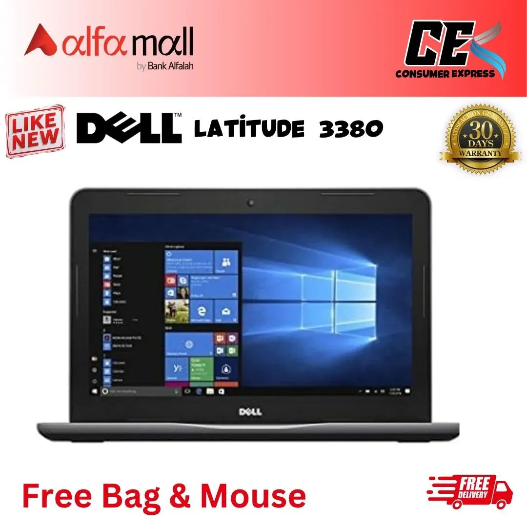 Dell Latitude 3380 Core-i5-7th Gen 8GB RAM 256GB SSD 13.3-Inch Display (Like New) - Free Bag & Mouse