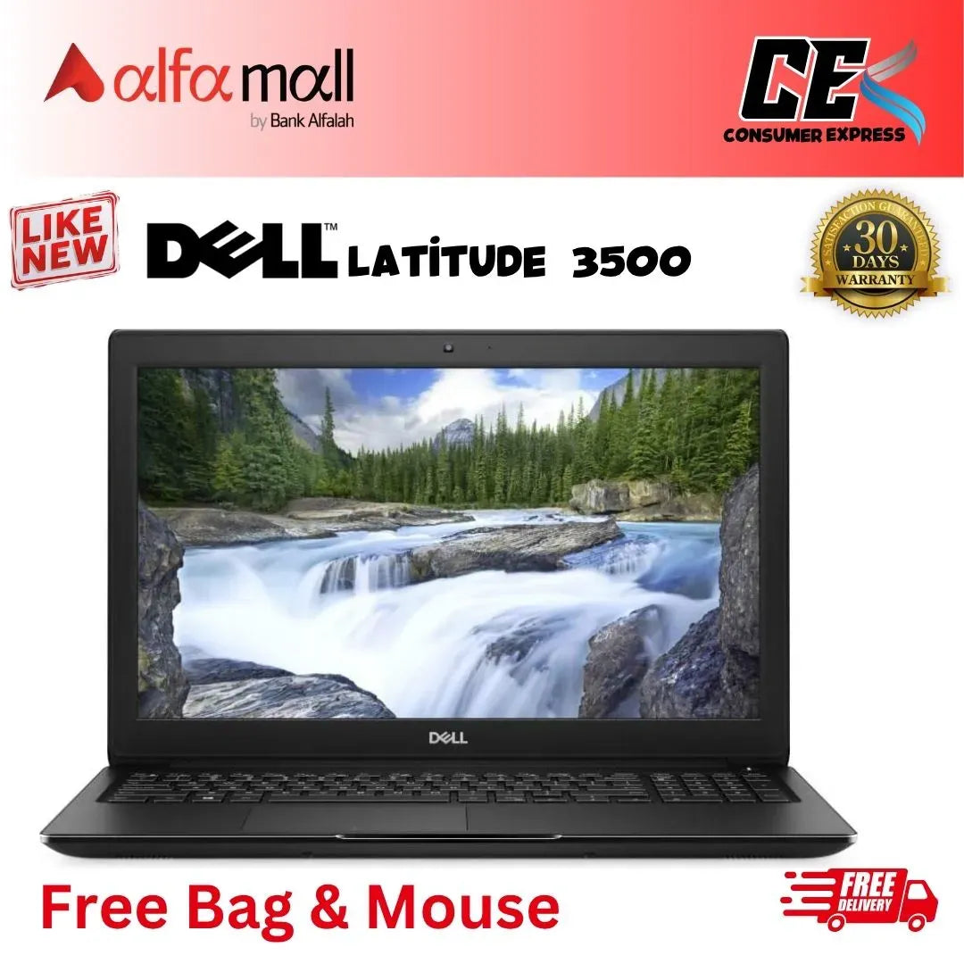 Dell Latitude 3500 Core-i5 8th Gen 8GB RAM 256GB SSD 15.6-Inch Display (Like New) - Free Bag & Mouse