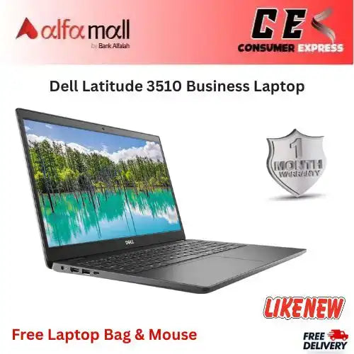 Dell Latitude 3510 Business Laptop | Intel Core i5-10th Gen 16GB 256GB SSD Intel Graphics 15.6" FHD Display Windows 10 Pro (Like New) Free Bag & Mouse -