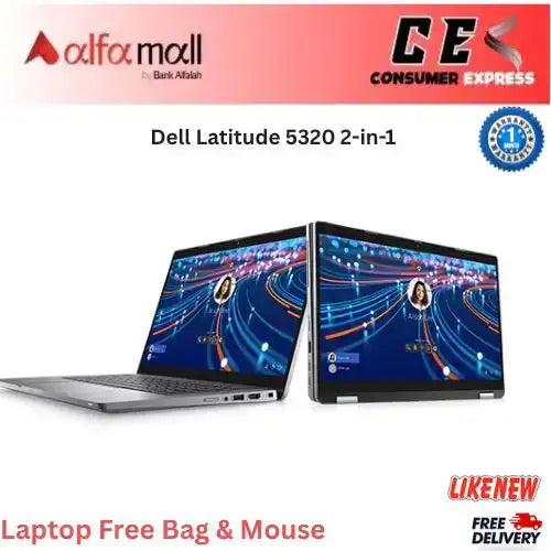 Dell Latitude 5320 2-in-1 – Core i5 11th Gen, 16GB RAM, 256GB SSD, 13.3-Inch FHD Touch, Thunderbolt 4 (Like New) - Free Bag & Mouse -