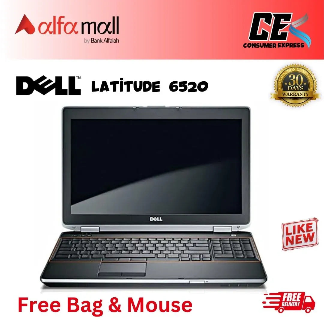 Dell Latitude 6520 Core-i5-2nd Gen 8GB RAM 128GB SSD 15.6-Inch Display (Like New) - Free Bag & Mouse -