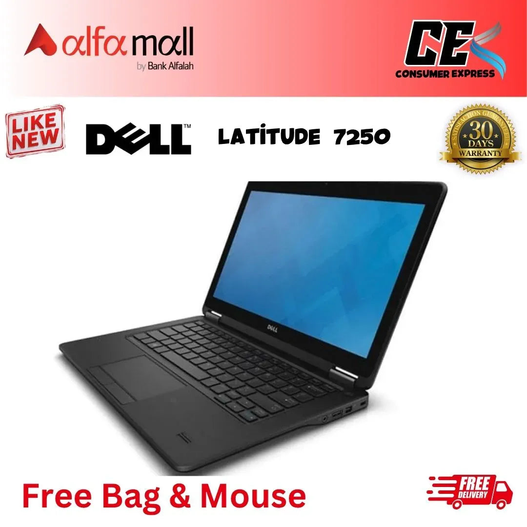 Dell Latitude 7250 Core-i5-5th Gen 8 GB RAM 256 GB SSD 12.5-Inch Display (Like New) - Free Bag & Mouse