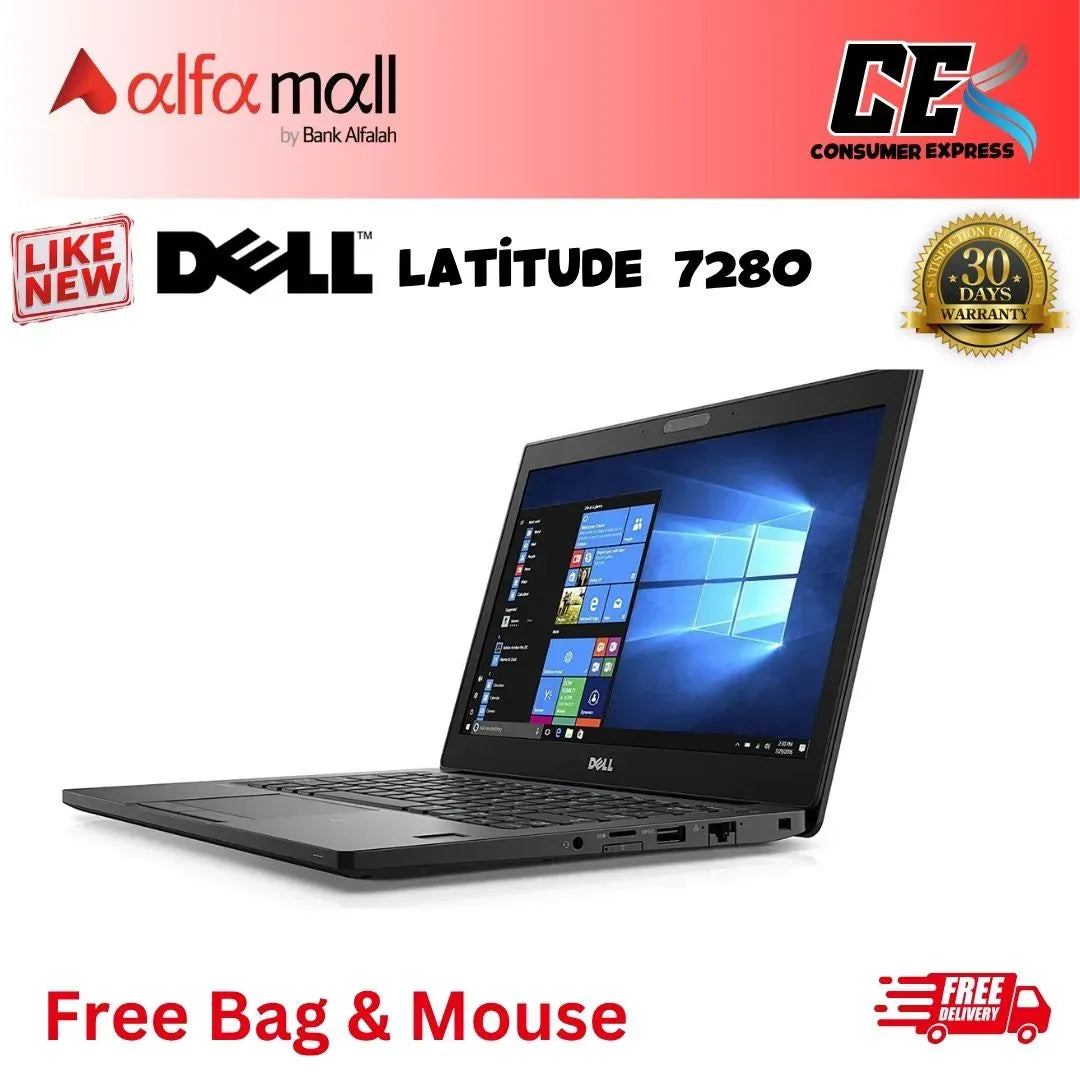 Dell Latitude 7280 Core-i5-7th Gen 8GB RAM 256GB SSD 12.5-Inch Display (Like New) - Free Bag & Mouse