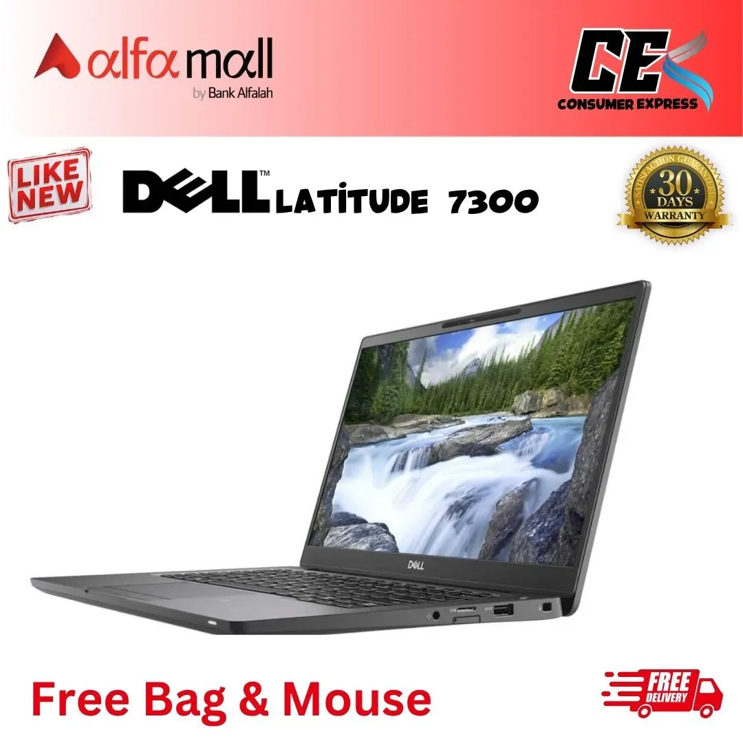 Dell Latitude 7300 Core-i5-8th Gen 8 GB RAM 256 GB SSD 13-Inch Display (Like New) - Free Bag & Mouse