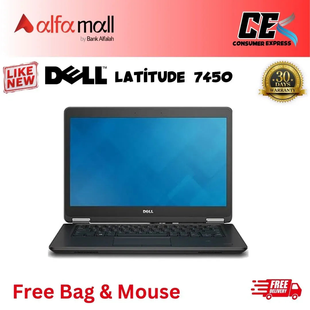 Dell Latitude 7450 Core-i5 5th Gen 8GB RAM 256GB SSD 14-Inch Display Display(Like New) - Free Bag & Mouse