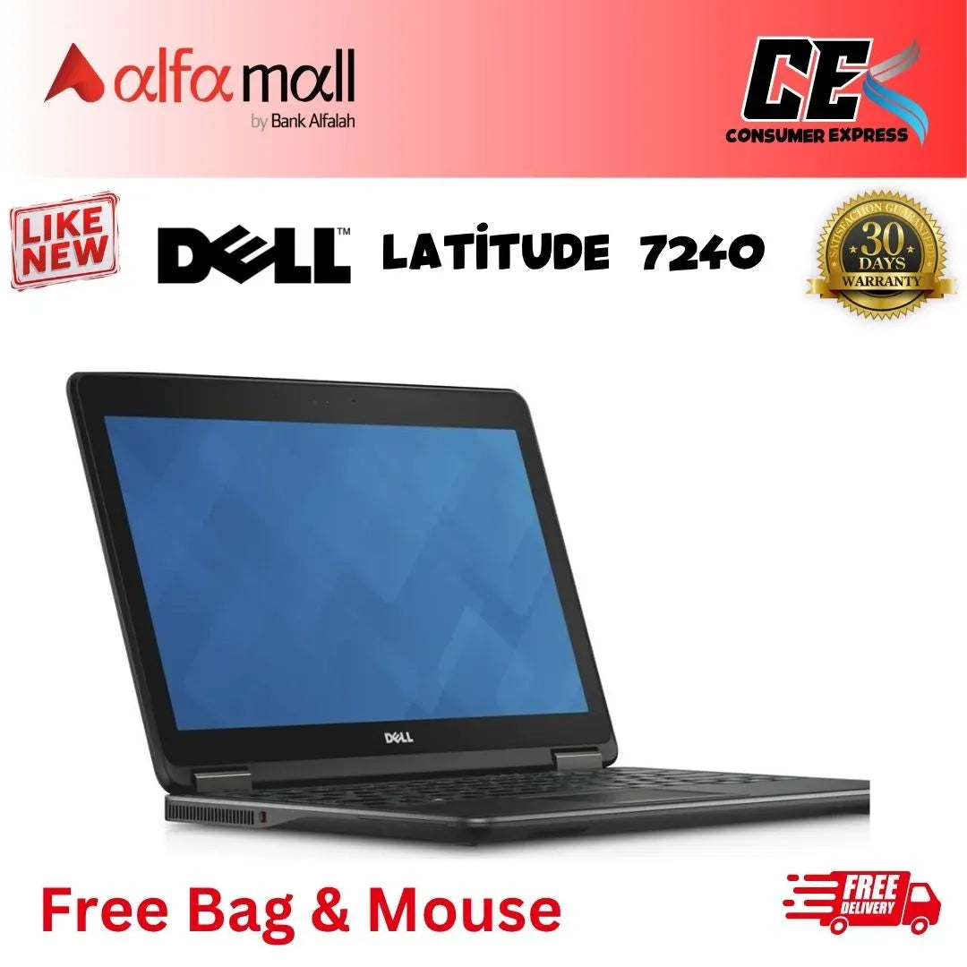Dell Latitude E7240 Core-i5-4th Gen 8GB RAM 128GB SSD 14-Inch Display (Like New) - Free Bag & Mouse