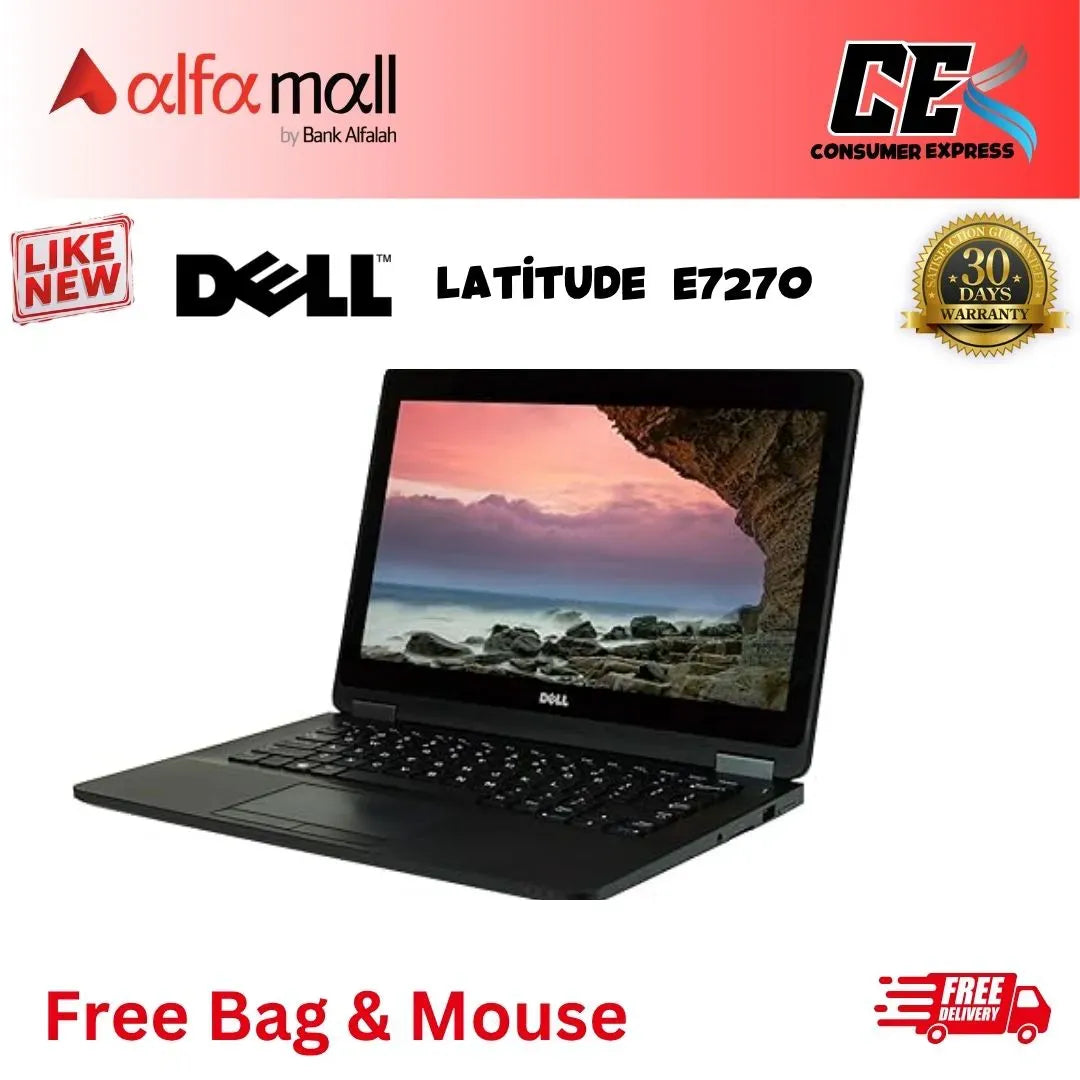 Dell Latitude E7270 Core-i5-6th Gen 8GB RAM 256GB SSD 12.5-Inch Display (Like New) - Free Bag & Mouse