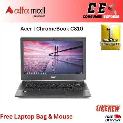 Acer ChromeBook C810 Quad Core Nvidia Tegra 2.10GHz Processor 16GB Storage 4GB RAM 13€³ Display 13 hours Btery Time ChromeBook