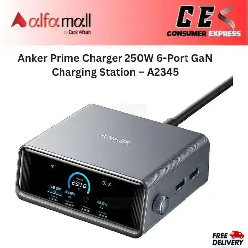 Anker Prime Charger 250W 6-Port GaN Charging Station – A2345 -