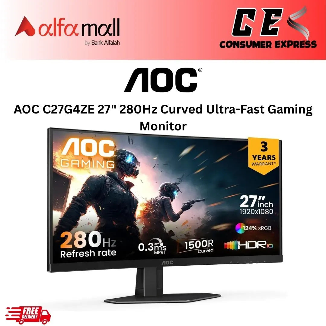 AOC C27G4ZE 27" 280Hz Curved Frameless Gaming Mitor