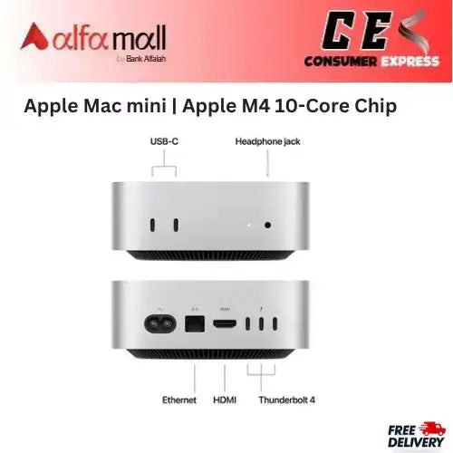 Apple Mac mini | Apple M4 10-Core Chip, 16GB Unified RAM, 256GB SSD, 10-Core GPU | MU9D3 (International Warranty) Free Mouse -