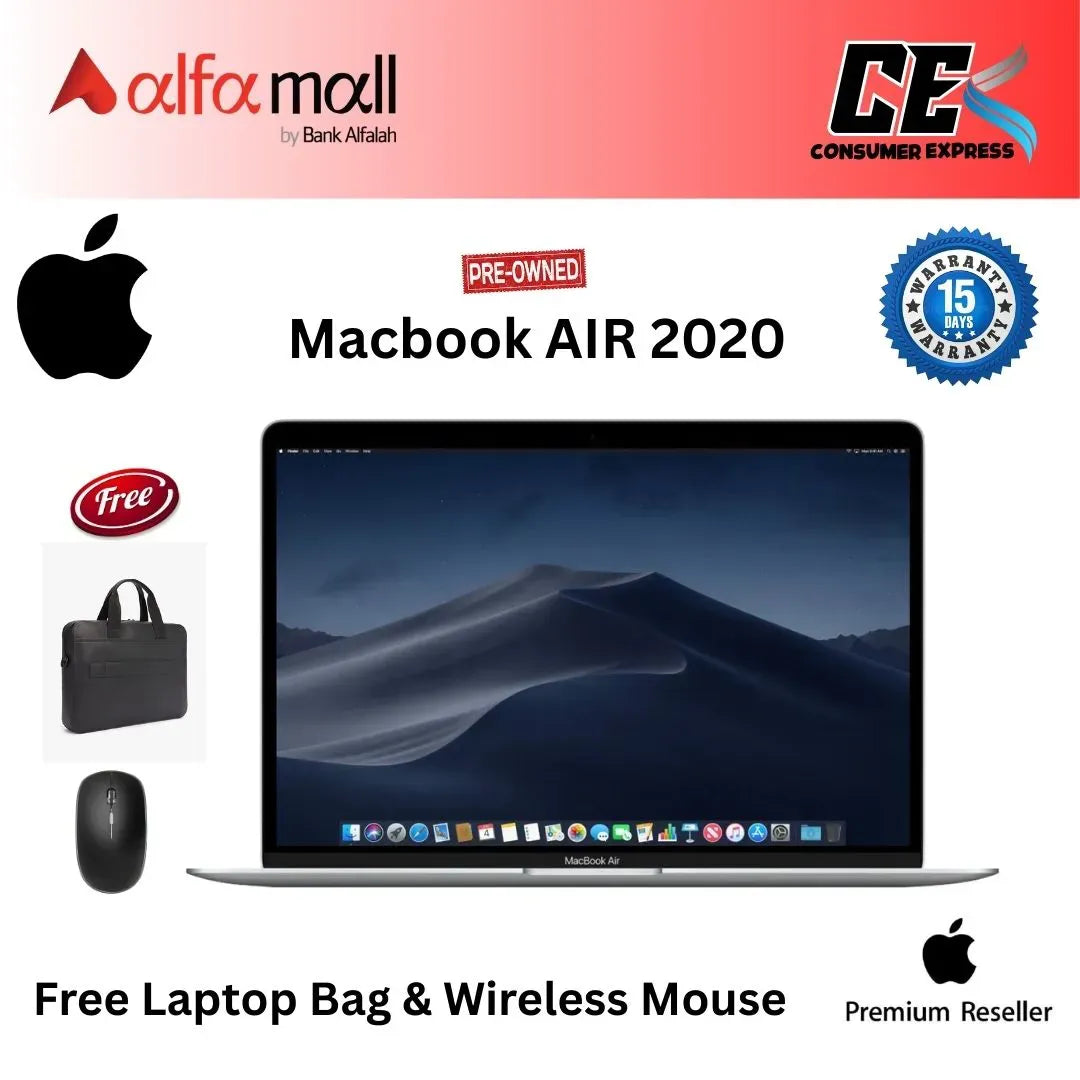 Apple MacBook Air Early 2020 Intel Core i5 (13inch, 8GB RAM, 256GB SSD Storage) Silver (Like New) (Free Bag and Mouse)