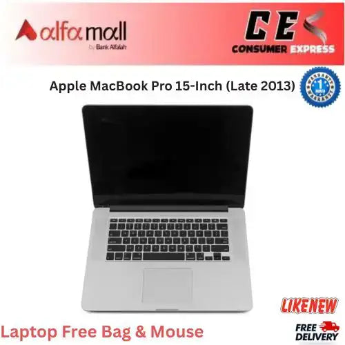 Apple MacBook Pro 15-Inch (Late 2013) – Core i7 4th Gen, 8GB RAM, 256GB SSD, Retina Display (Like New) - Free Bag & Mouse -
