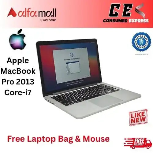 Apple MacBook Pro 2013 Corei7 16 GB RAM 256 GB SSD Retina, 1GB Graphics Card 13" Display Le (Like New) Free Bag & Mouse