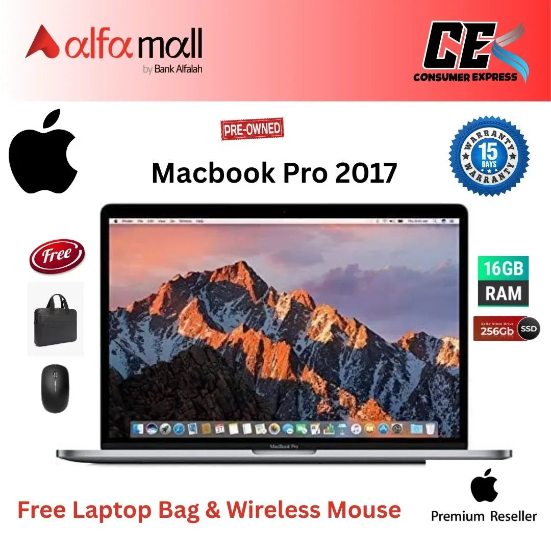 Apple MacBook Pro 2017 13.3 inch Retina Display, 2.3GHz Intel Core i5, 16GB RAM, 256GB SSD Silver (Like New) (Free Bag & Mouse)
