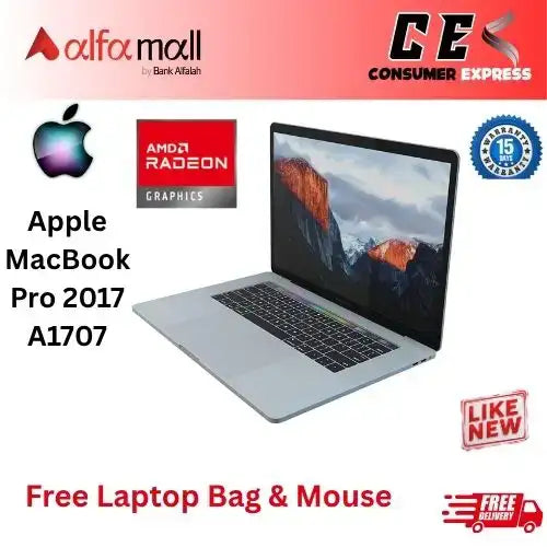 Apple MacBook Pro 2017 A1707 Corei7 16GB RAM 500GB SSD 2GB AMD Rade Pro 555 15" Display (Like New) Free Bag & Mouse