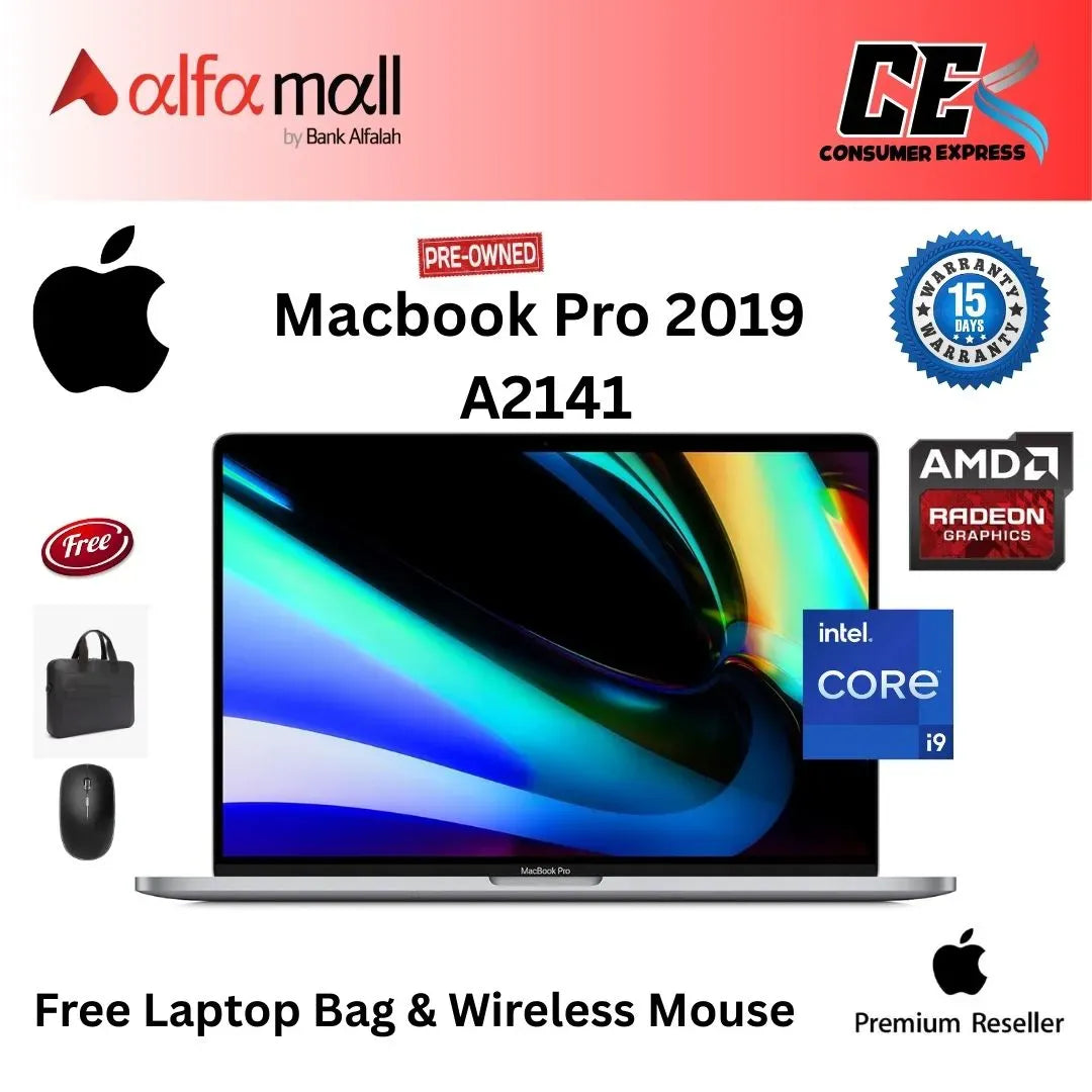 Apple MacBook Pro 2019 A2141 Core i9 Processor 32GB Ram 500GB SSD 4GB AMD Rade 16inch Retina Display Touch Bar Touch ID With Charger (Like New) (Free Bag and Mouse)