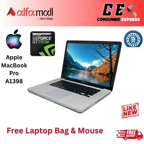 Apple MacBook Pro A1398 2014 Core i7 16GB RAM 256GB SSD NVIDIA GeForce GT 750M 2GB Retina, 16" Display Mid (Like New) Free Bag & Mouse