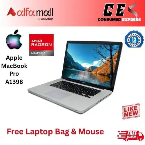 Apple MacBook Pro A1398 2015 Corei7 16GB RAM 500GB SSD AMD Rade R9 M370X 2GB Retina, 16" Display Mid (Like New) Free Bag & Mouse