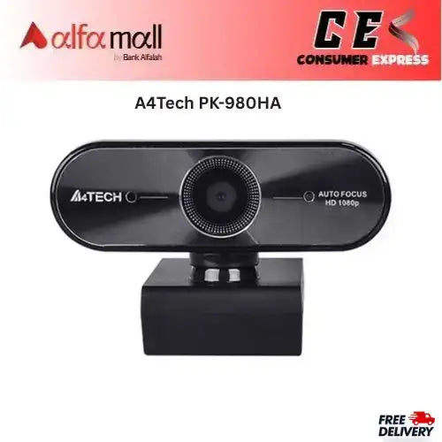 A4Tech PK980HA Full HD 1080P Auto Focus Webcam, Wide 90Degree Viewing Angle, Superior Lowlight Performance