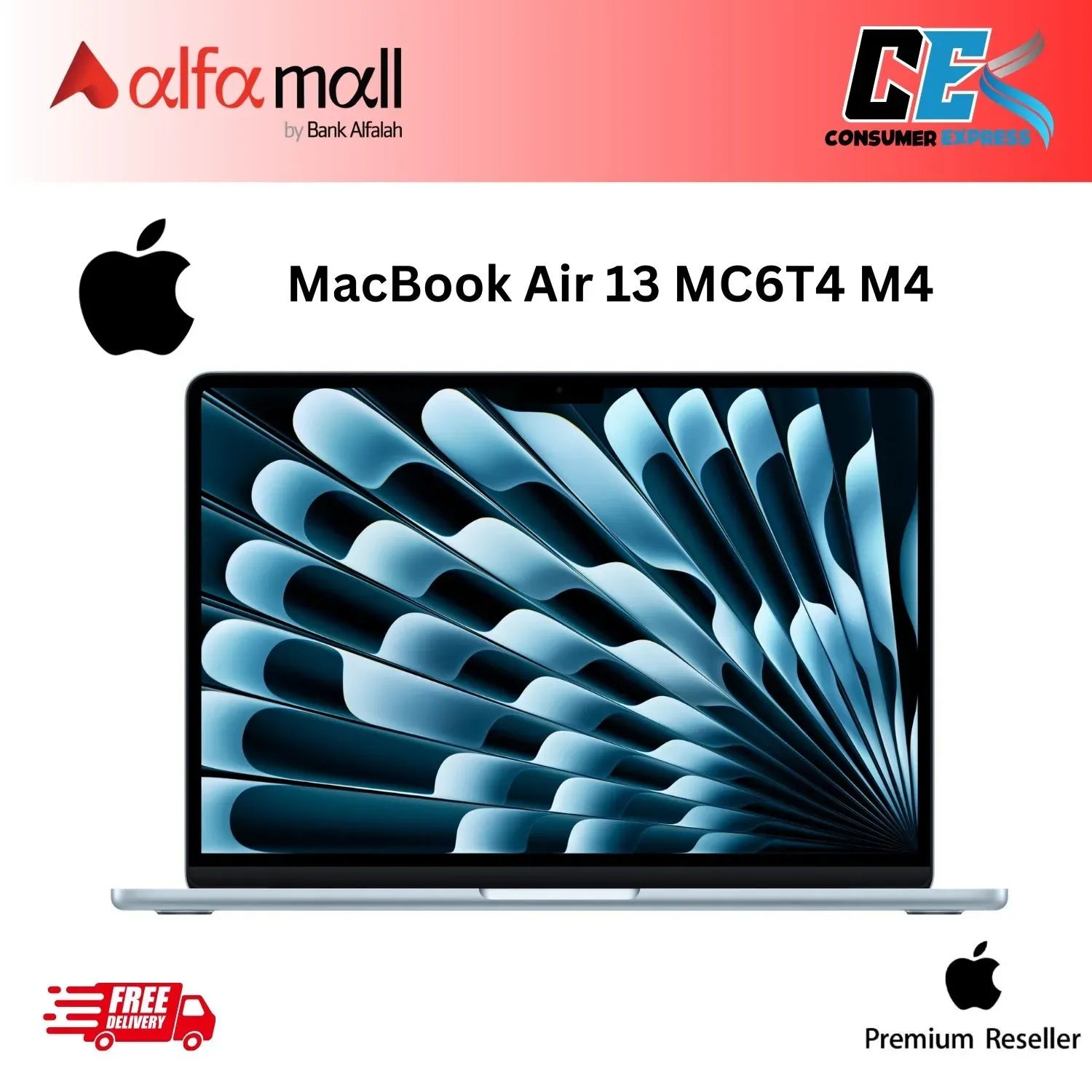 Apple 2025 MacBook Air 13-inch Laptop with M4 chip, 13.6-inch Liquid Retina Display, 16GB Unified Memory, 256GB SSD Storage, 12MP Camera, Touch ID Sky Blue MC6T4 (Brand New Sealed)