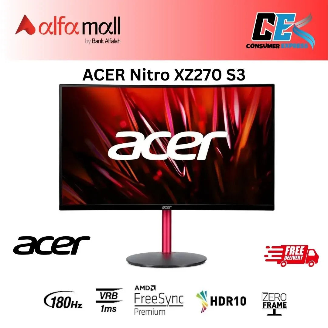 ACER Nitro XZ270 S3 27inch ZFHD Curved VA 180Hz Gaming Mitor