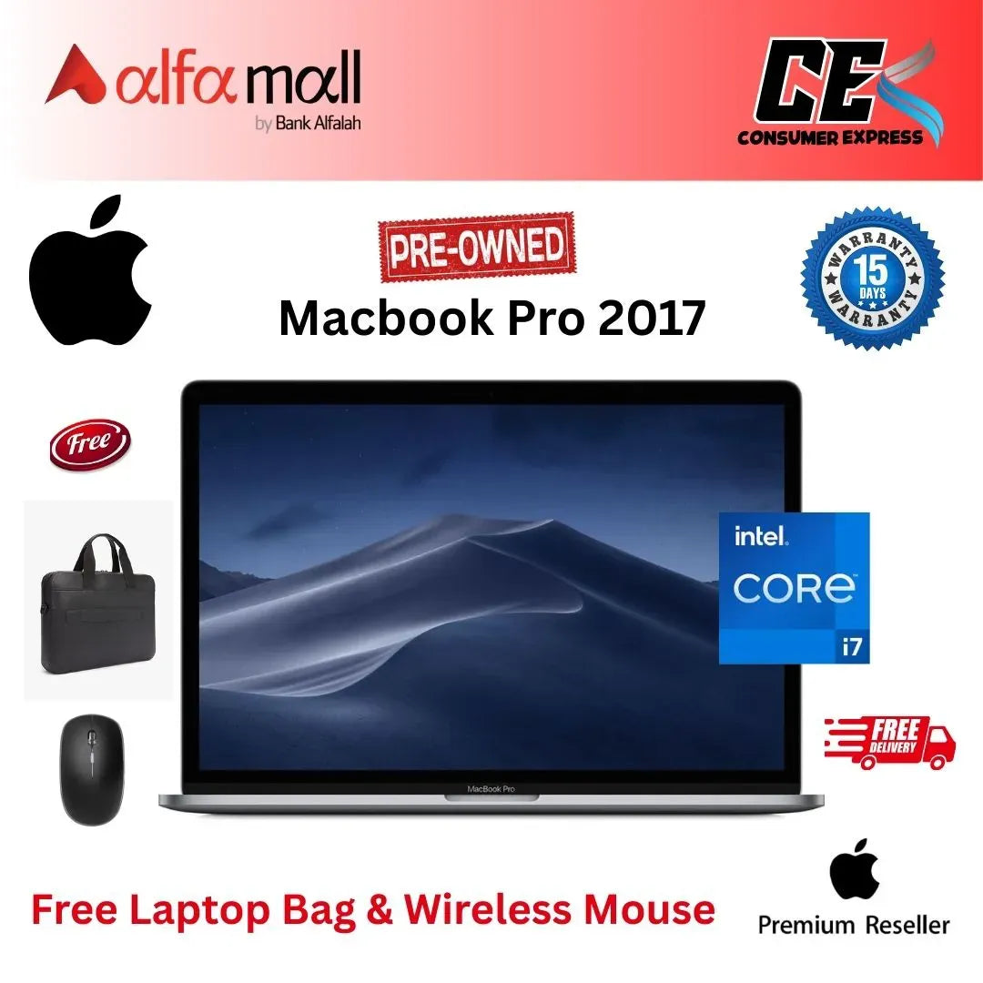 Apple Macbook Pro 2017 Intel Core i7 16GB 500GB 4GB AMD Rade Pro 560 Touch Bar Touch ID Charger (Like New) (Free Bag and Mouse)