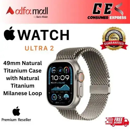 Apple Watch Ultra 2 49mm Natural Titanium Case with Natural Titanium Milanese Loop Sealed / Non Active -