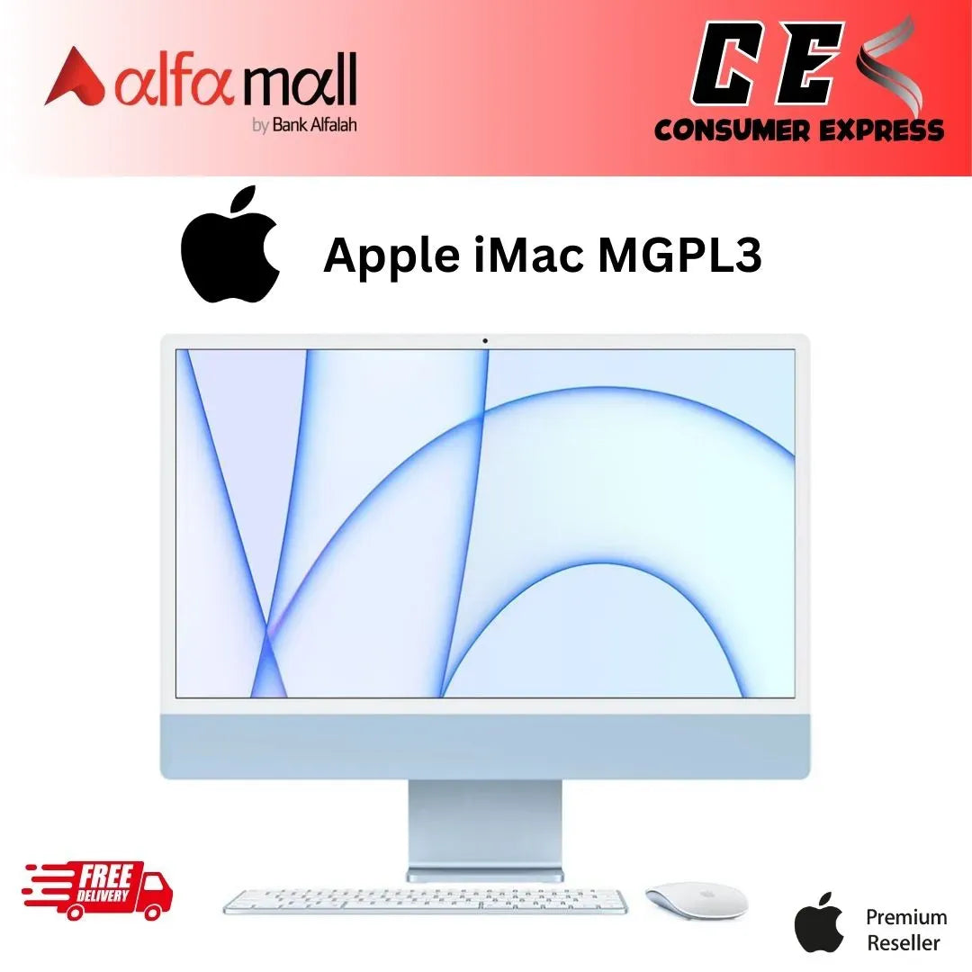 Apple iMac MGPL3 8Core CPU 8Core GPU 8GB Unified Memory 512GB Storage 24inch 4.5K M1 Retina Display New N Active Sealed