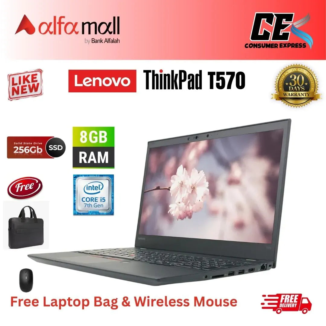 Lenovo Thinkpad L570 ,Core i5 7th Gen, 8GB Ram, 256GB SSD, 15.6 Inch Display, Free Bag & Hp Wireless Mouse (Like New)