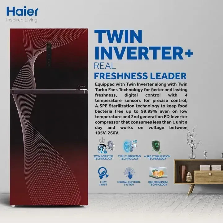 Haier Refrigerator 538IFR Full size Inverter Digital screen Twin Turbo Fans 10 Years Warranty (0% Markup upto 6 Months)