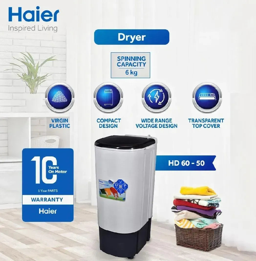 Haier Spinner 6KG HWS 60-50 - 10 year motor warranty (0% Markup upto 6 Months)