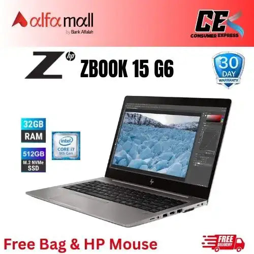 HP Zbook 15 G6 | Core i7 9th Gen, 32GB Ram, 512GB SSD, NVIDIA QUADRO T2000 4GB Graphic Card, 15.6 Inch Display (Like new) Free Bag & HP Wireless Mouse (0% Markup upto 6 Months)